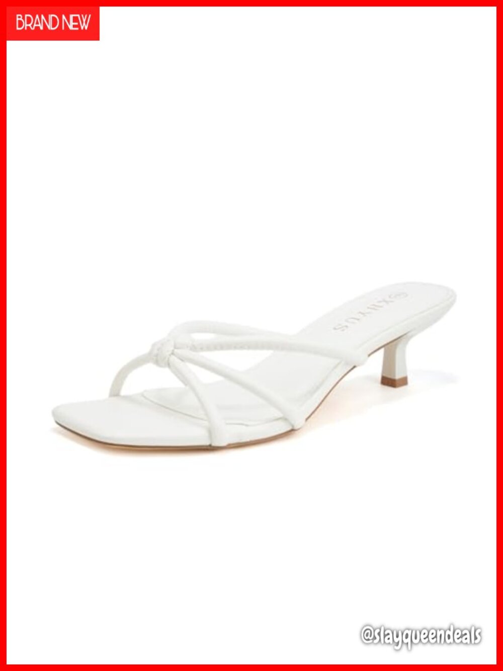 Faux Leather Kitten Heel Mule Sandals Square Open Toe Slip On